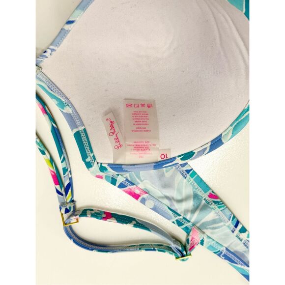 Lilly Pulitzer Bennet Blue Celestial Seas Blossom Underwire Bikini Top 10 - Picture 4 of 4